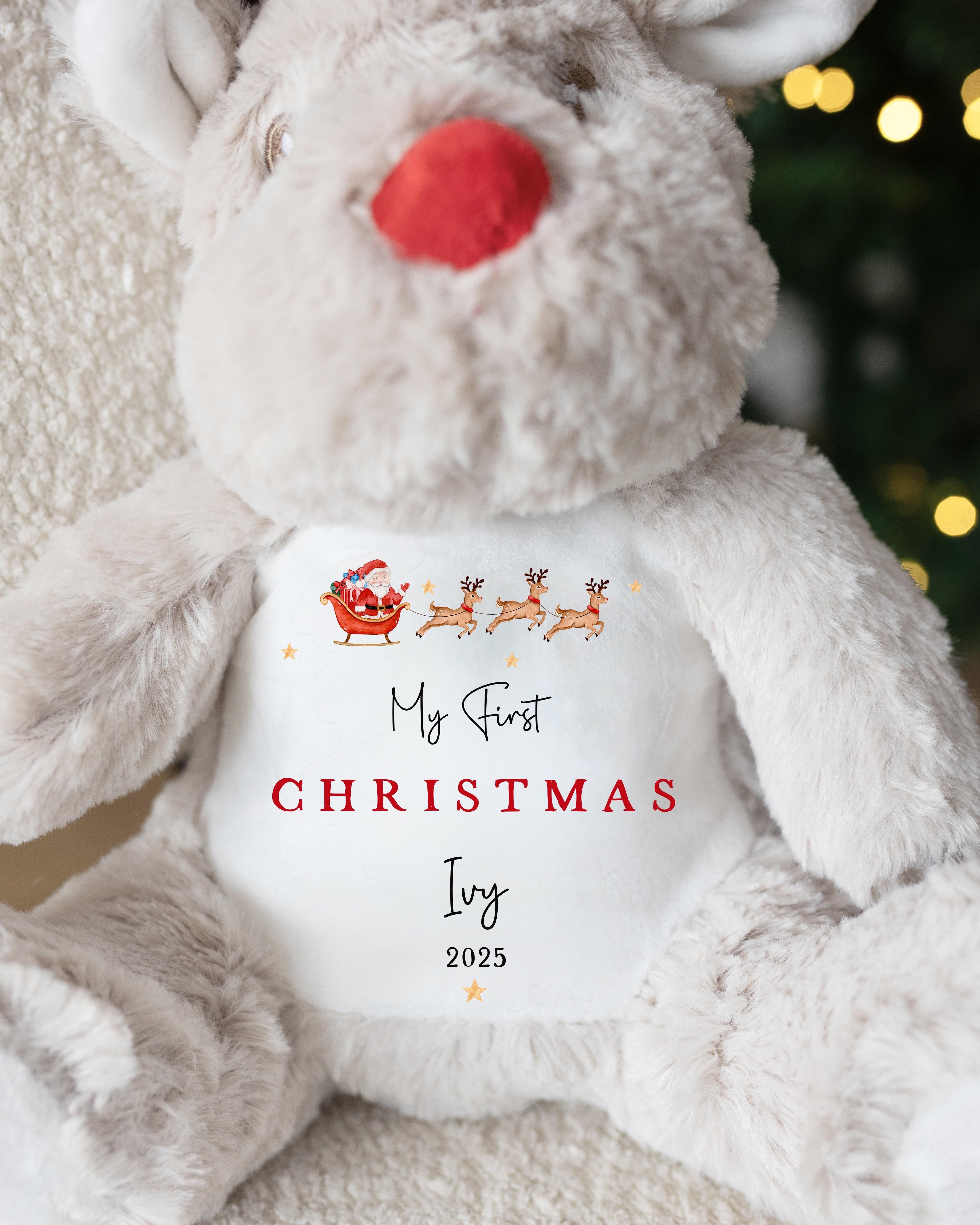 My First Christmas Personalised Reindeer - Sleigh Design