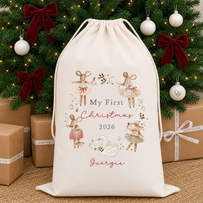 My First Christmas Luxury Personalised Premium Cotton Christmas Sack | Baby&
