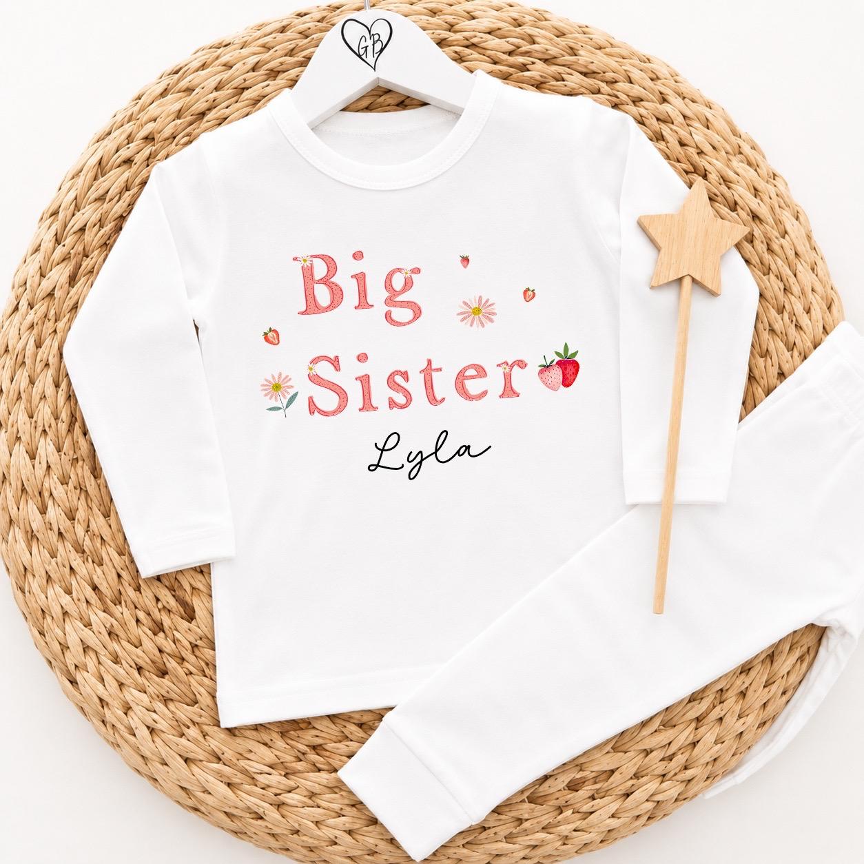 Personalised Big Sister Pyjamas - Strawberry Design