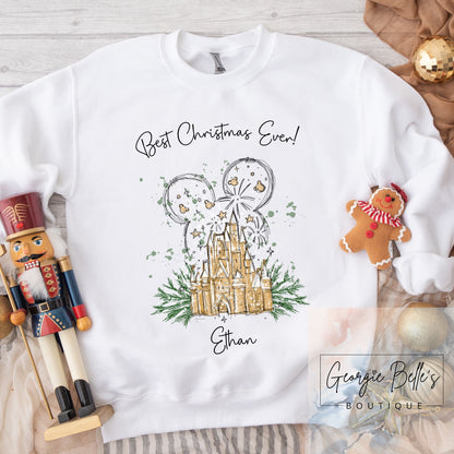 Personalised Christmas Jumper - Nude/Gold Mickey Inspired Disney Design
