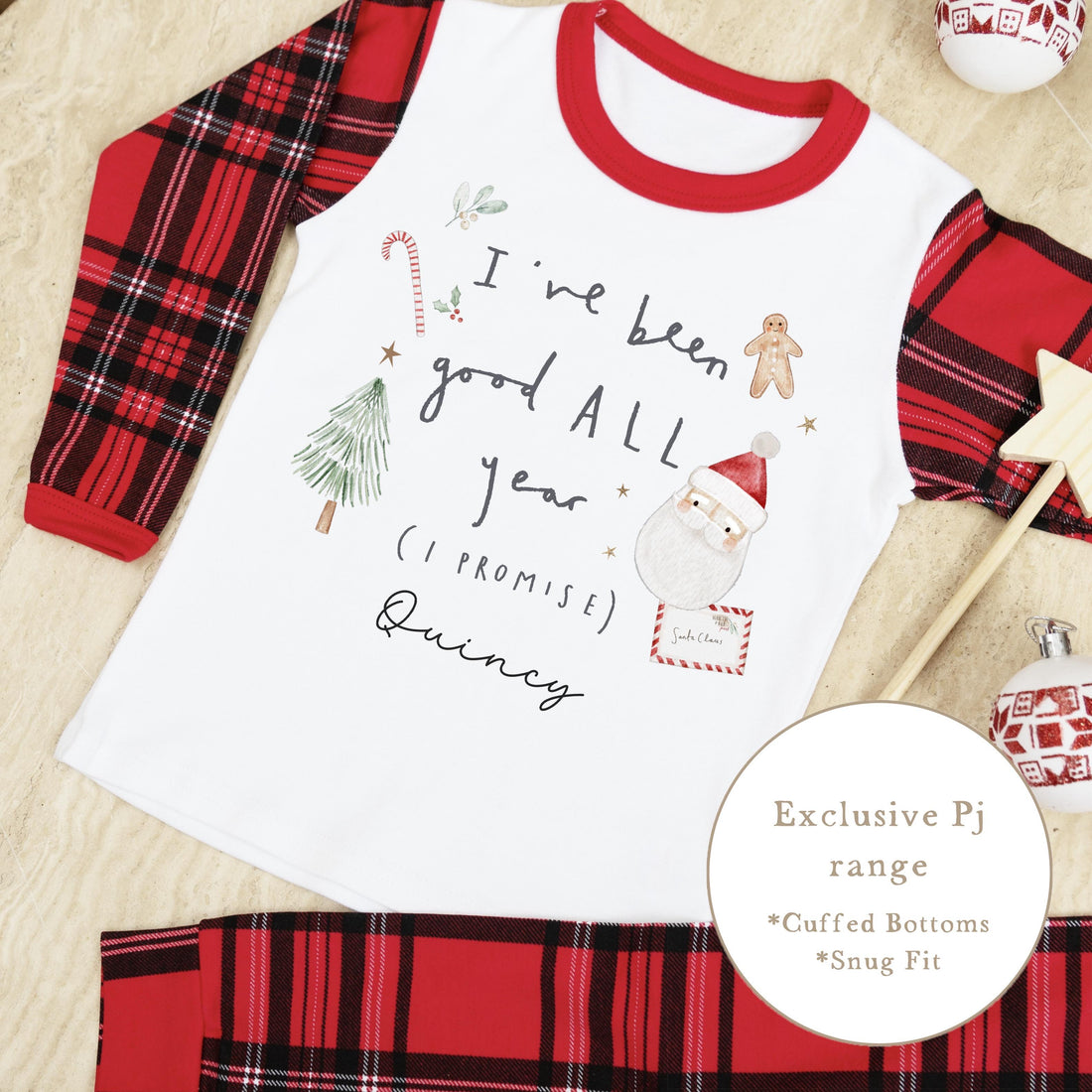 Personalised Tartan Christmas Pyjamas - I’ve been good all year Design