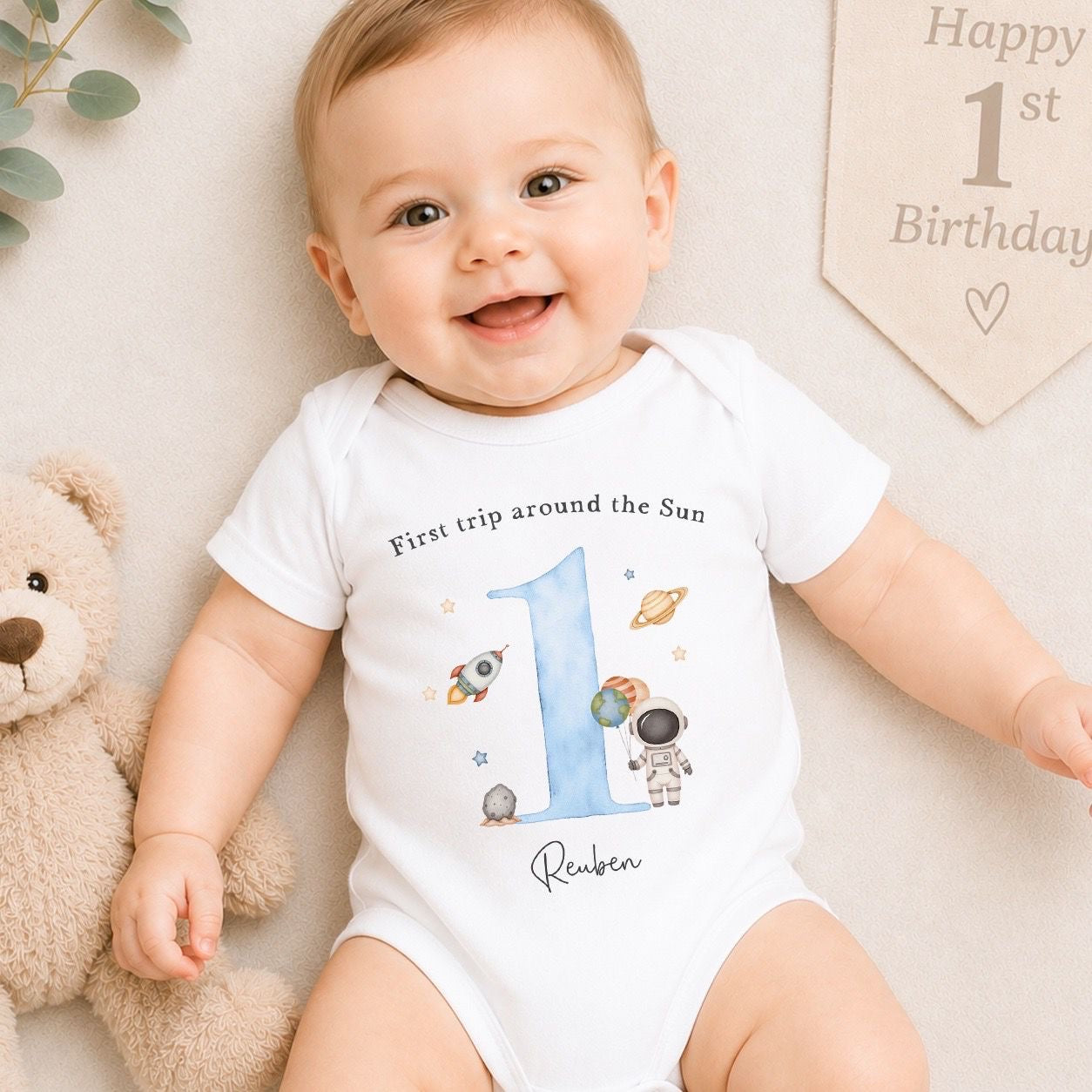 Personalised First Birthday Baby Vest | 1st Birthday Outfit - First Trip Around The Sun Design
