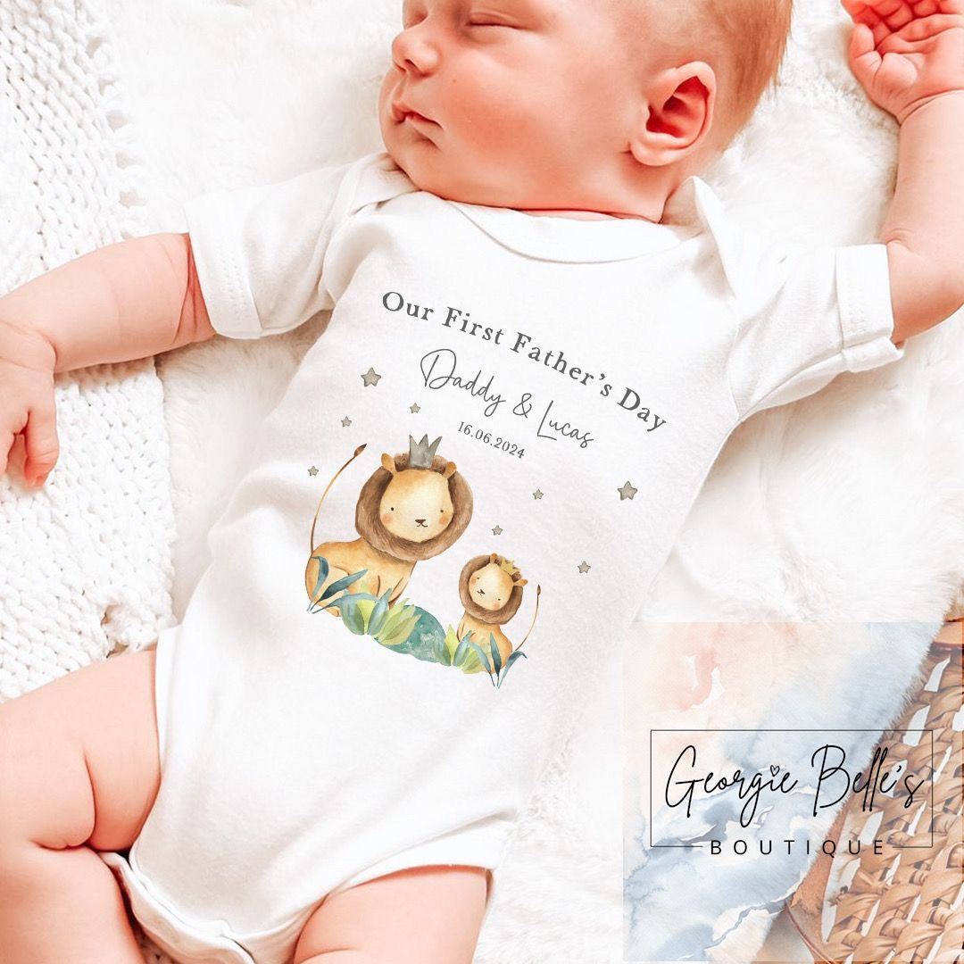 Father's Day Personalised Vest / Babygrow - Lion Design