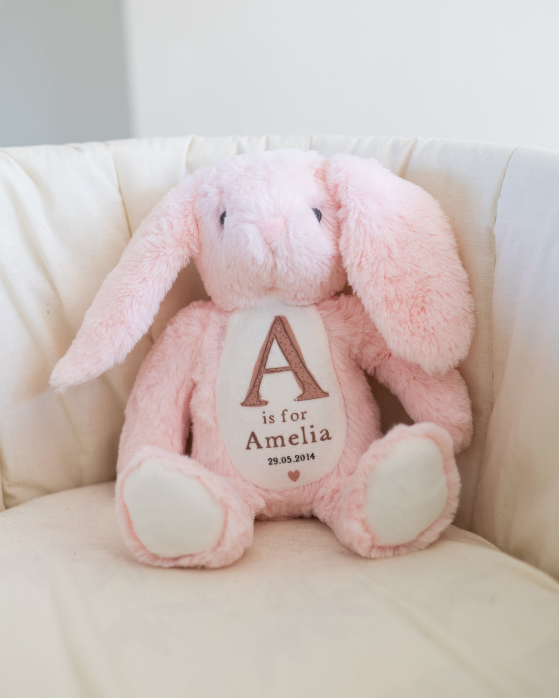 Personalised Pink Bunny Soft Toy - Initial Design