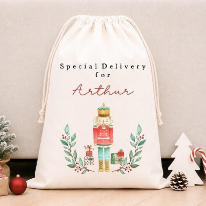 Luxury Personalised Premium Cotton Christmas Sack | Personalised Santa Sack | Toy Solider Design