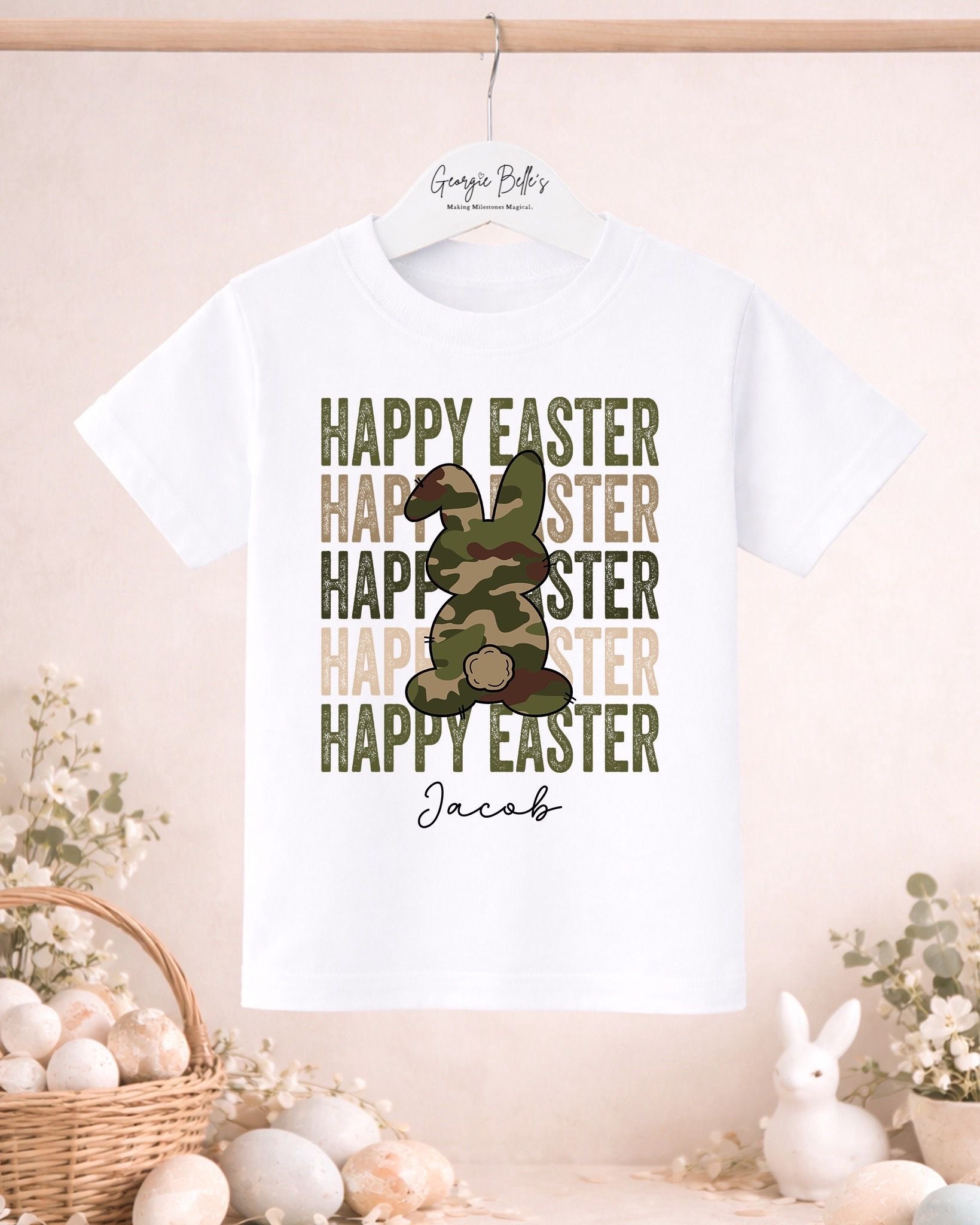 Personalised Easter T-Shirt - Camo Bunny Design