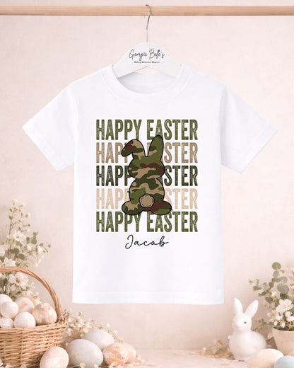 Personalised Easter T-Shirt - Camo Bunny Design