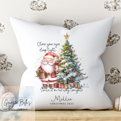 Personalised Christmas Cushion - Santa’s On His Way Design