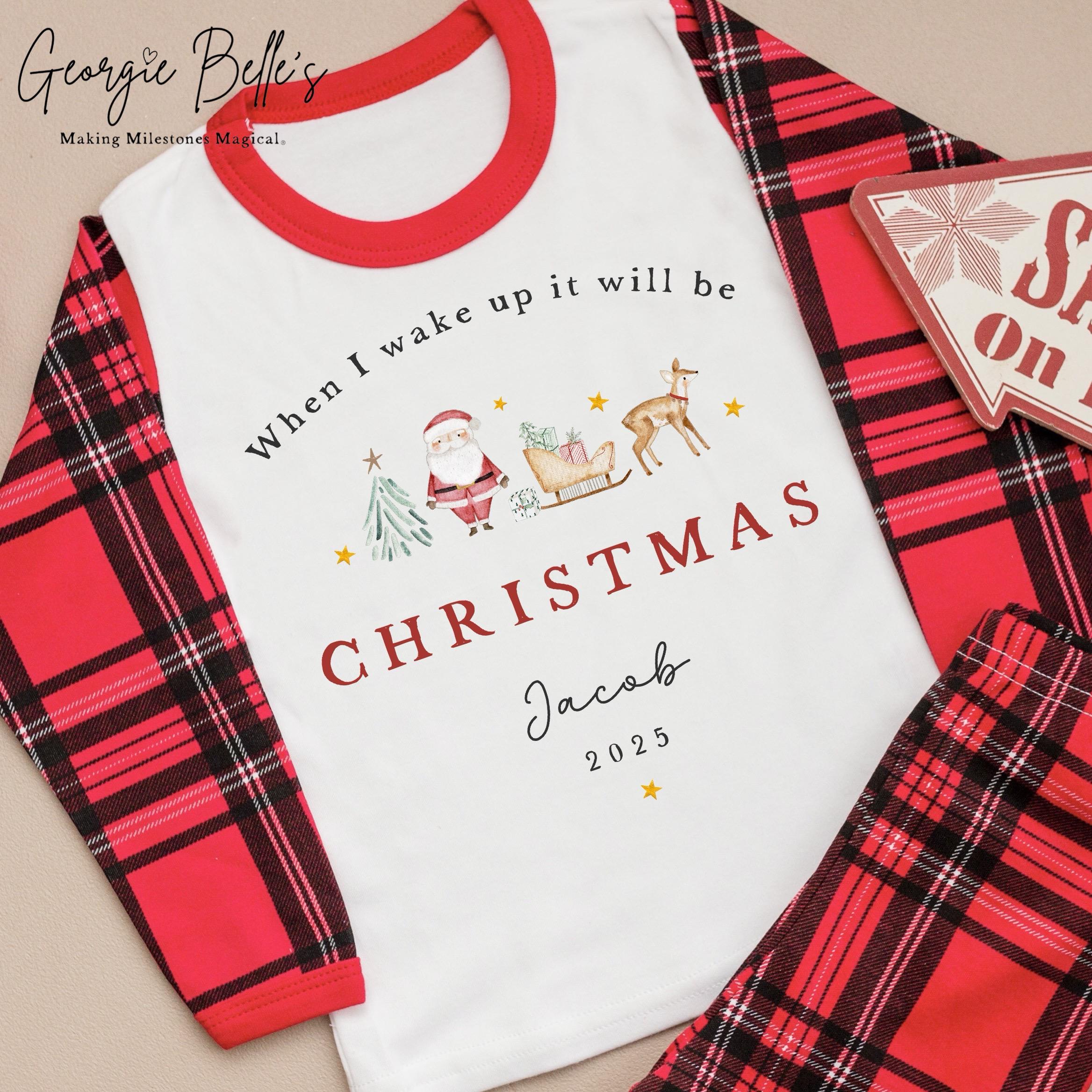 Personalised Tartan Christmas Pyjamas - When I wake Up Element Design