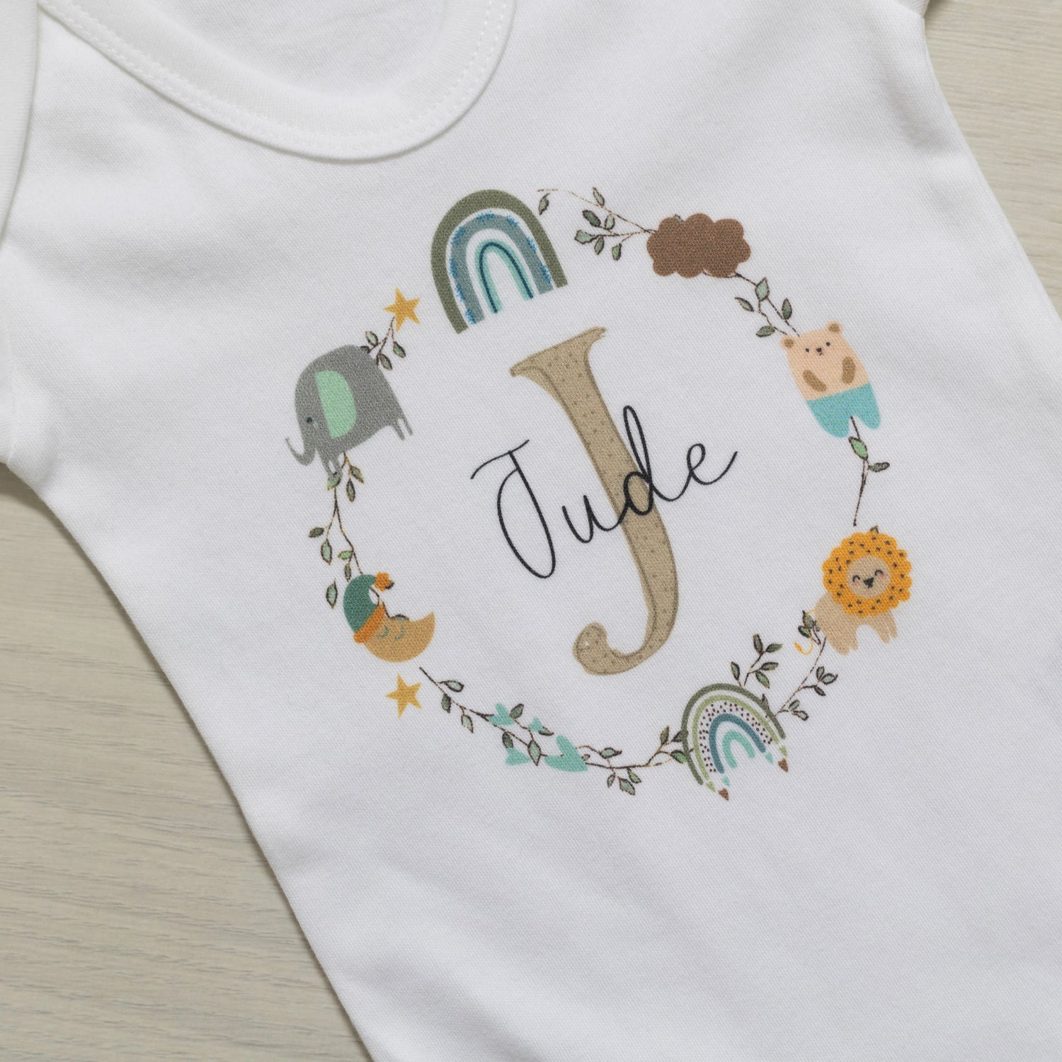 Luxury Personalised Baby Gift Set - Jungle Wreath Design
