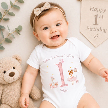 Personalised First Birthday Baby Vest | 1st Birthday Outfit - Ballerina Swan Design