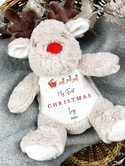 My First Christmas Personalised Reindeer - Sleigh Design