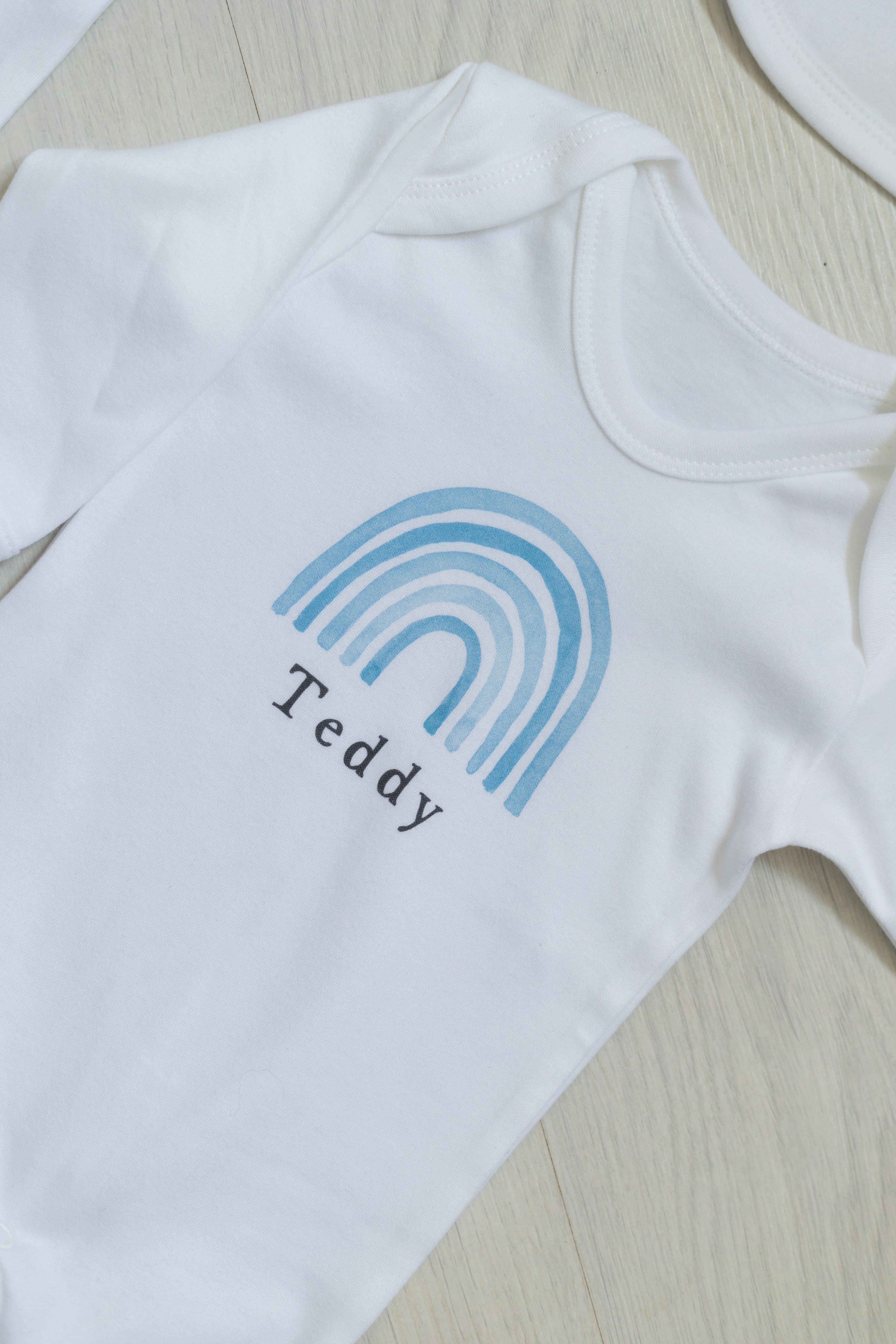 Luxury Personalised Baby Gift Set - Blue Rainbow Design