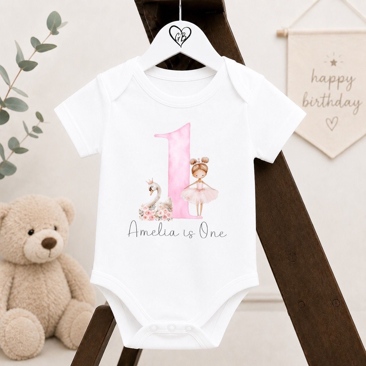 Personalised First Birthday Baby Vest | 1st Birthday Outfit - Ballerina Design