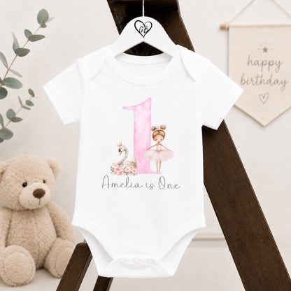 Personalised First Birthday Baby Vest | 1st Birthday Outfit - Ballerina Design