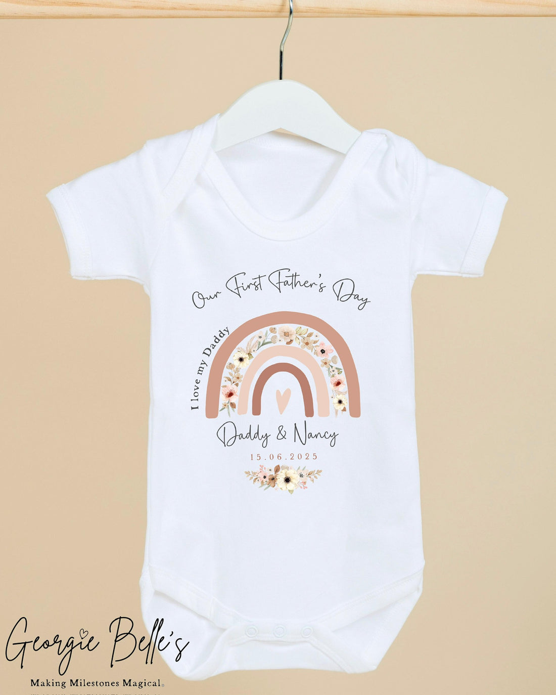 Personalised Father’s Day Baby Vest / Babygrow - Nude Rainbow Design