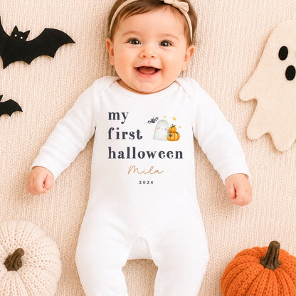 Personalised Halloween Babygrow | My First Halloween Baby Outfit | Classic Text Design