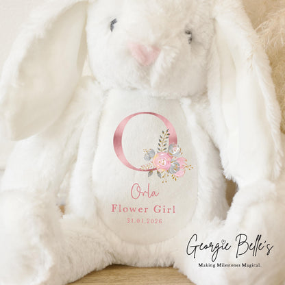 Personalised Flower Girl Babygrow / Short Sleeve Vest - Pink Initial Design