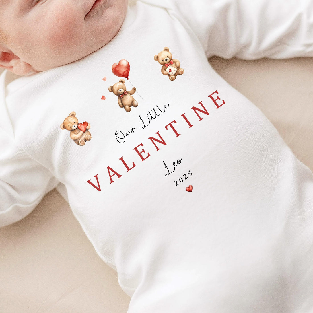 Personalised Valentines Day Baby Vest / Babygrow - Our Little Valentine Trio Design