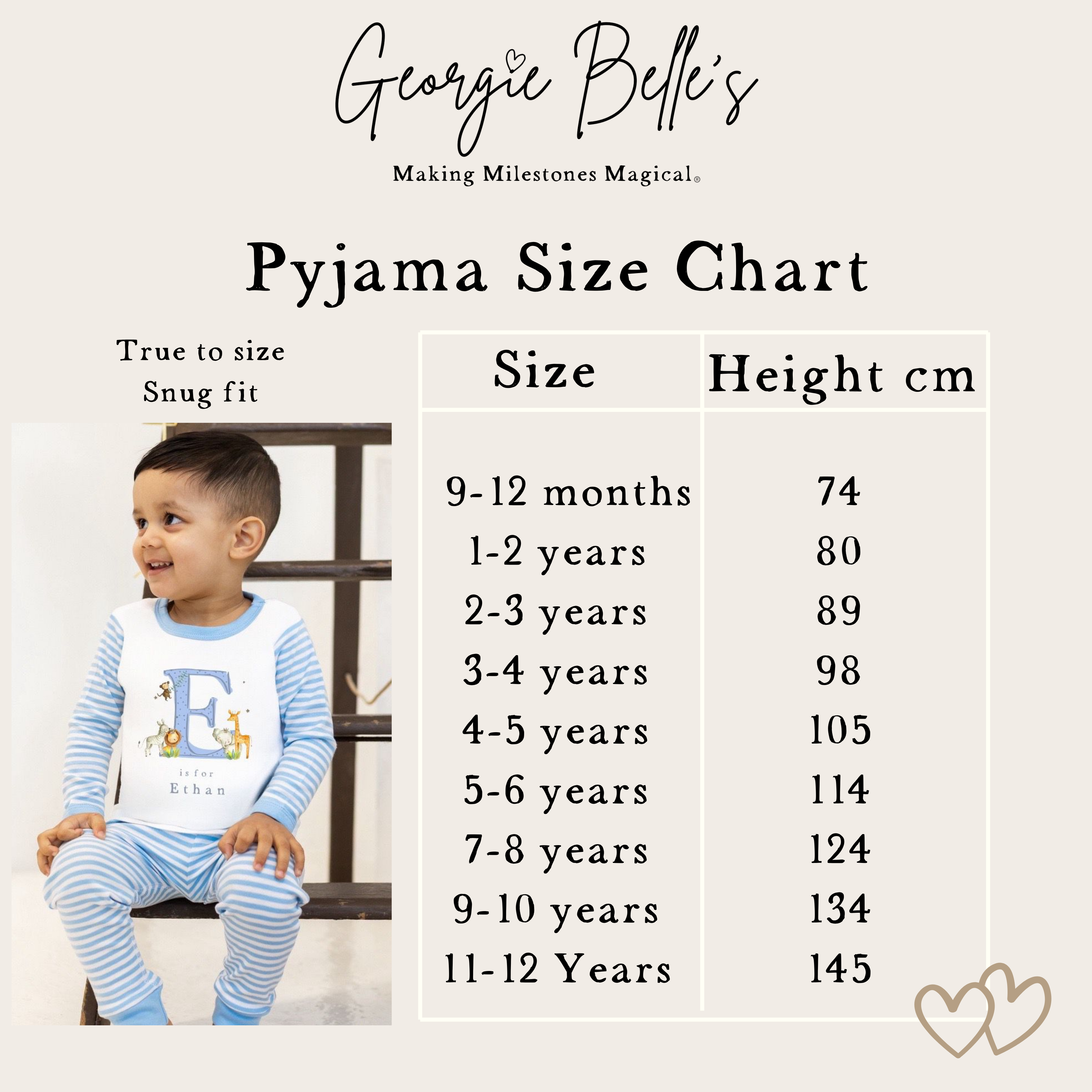 Personalised Boys Gifting Pyjamas Blue Stripe - Safari Initial Design