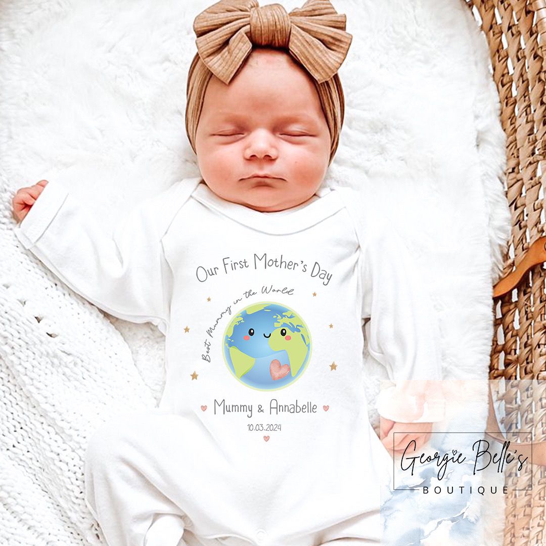 Mothers Day Personalised Babygrow- World Design
