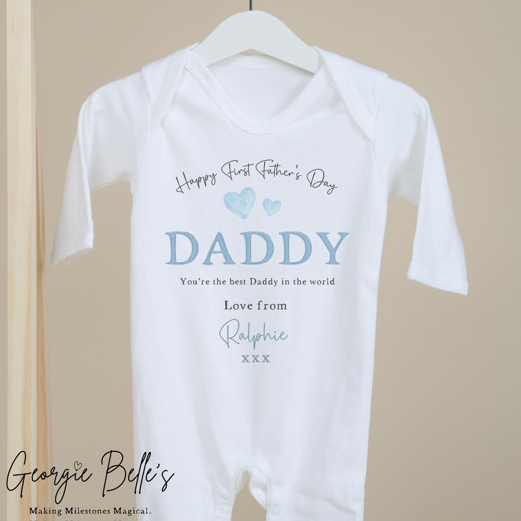 Personalised Father’s Day Baby Vest / Babygrow - Blue Design