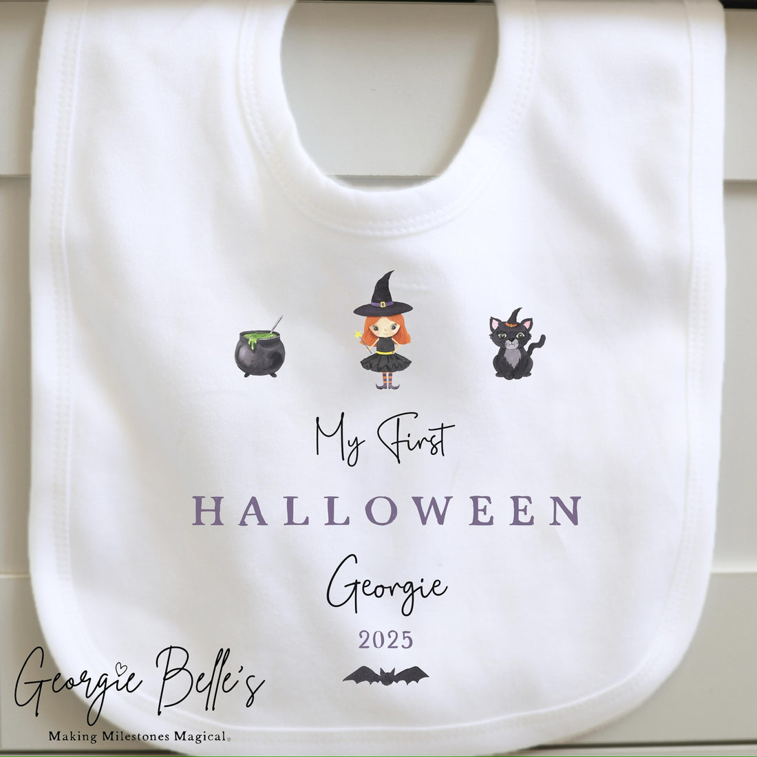 Personalised Halloween Bodysuit / Sleepsuit - Witch Trio Design