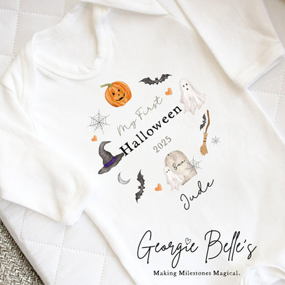 Personalised Halloween Bodysuit / Sleepsuit - My First Wreath Design