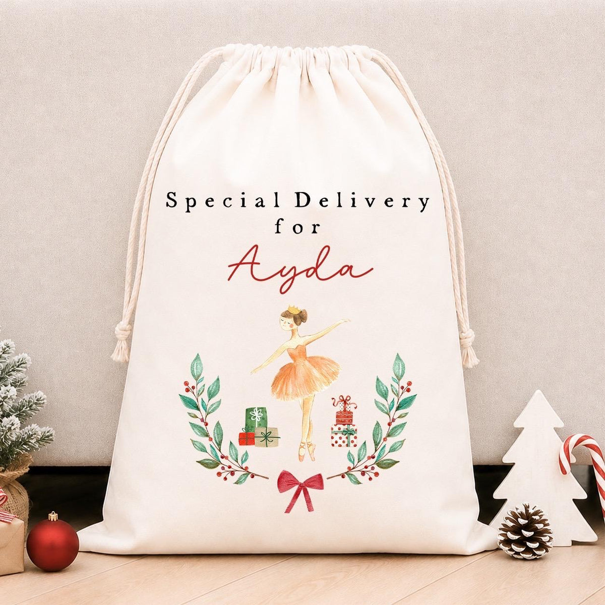 Luxury Personalised Premium Cotton Christmas Sack | Personalised Santa Sack | Classic Nutcracker Design
