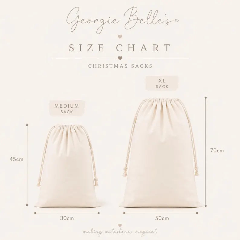 Luxury Personalised Premium Cotton Christmas Sack | Personalised Santa Sack | Sage Gingerbread Design