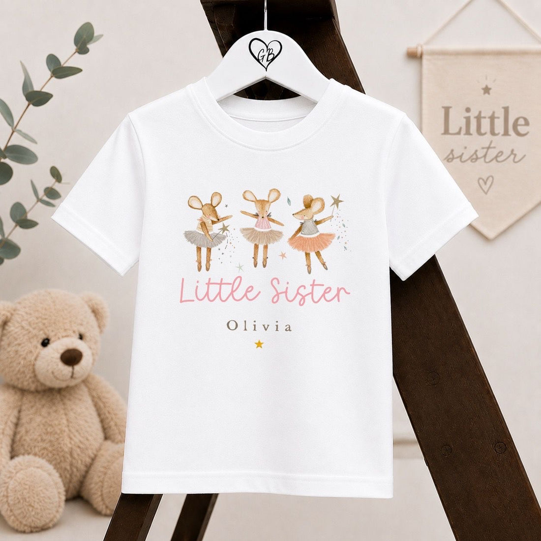 Personalised Big Sister T-Shirt | Mice Trio Design