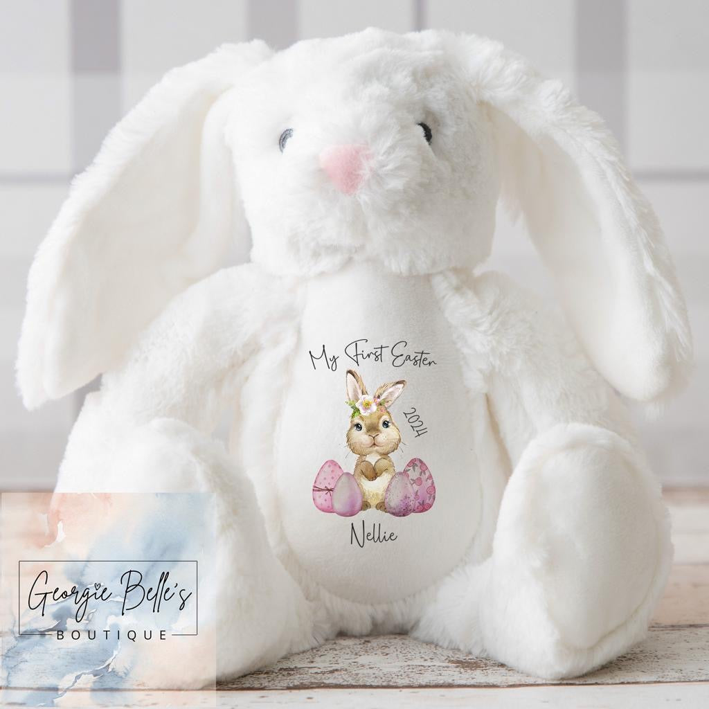 Personalised White Easter Bunny Soft Toy
