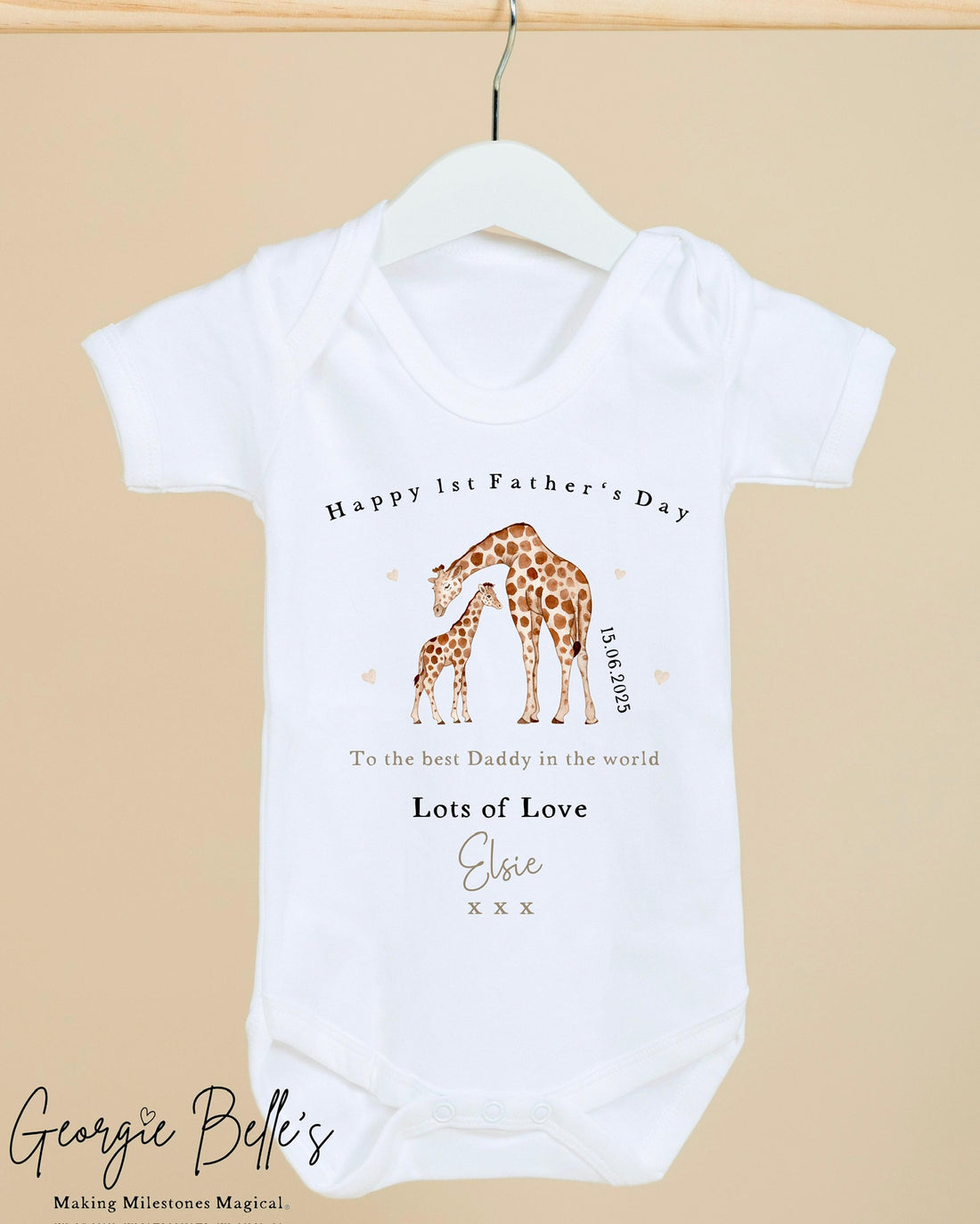 Personalised Father’s Day Baby Vest / Babygrow - Giraffe Design
