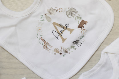 New Baby Gift Set - Nude Jungle Wreath Design