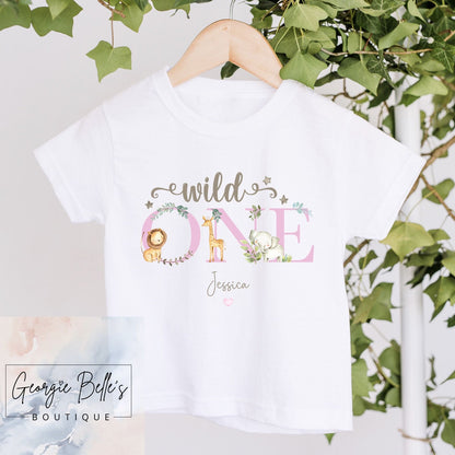Birthday T-Shirt - Wild One Pink Design