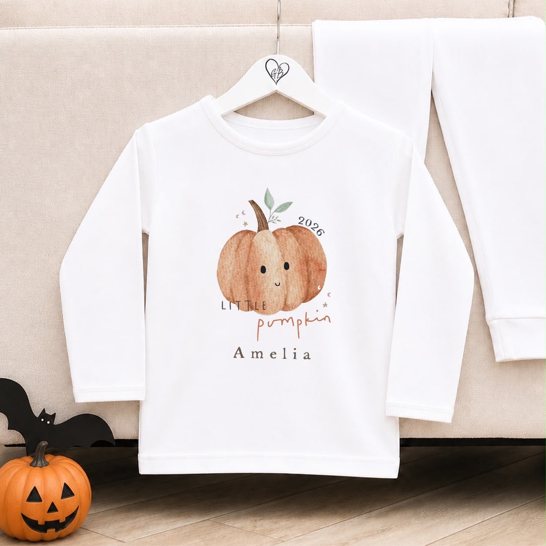 Personalised Halloween Pyjamas | Matching Sibling Halloween Pyjamas | Hey Pumpkin Design