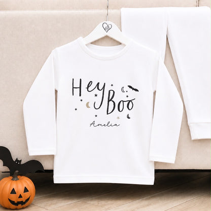 Personalised Halloween Pyjamas | Matching Sibling Halloween Pyjamas | Hey Boo Design