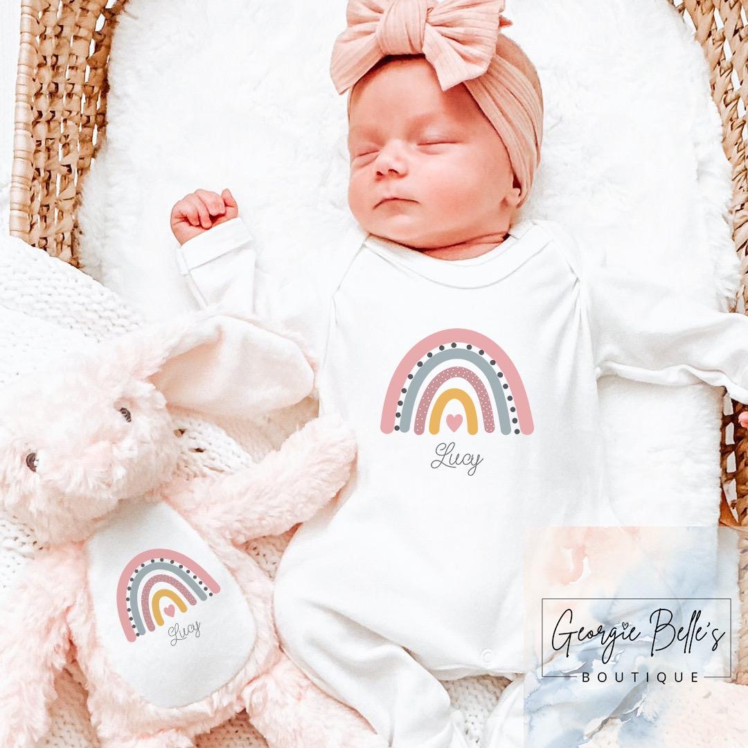 Baby Gift Set - Pink Dotty Rainbow Design