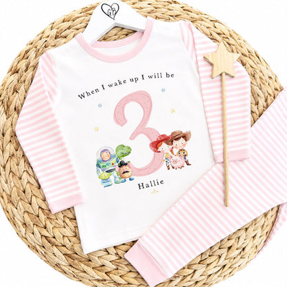 Personalised Pink Stripe Birthday Pyjamas - Safari Design (Copy)