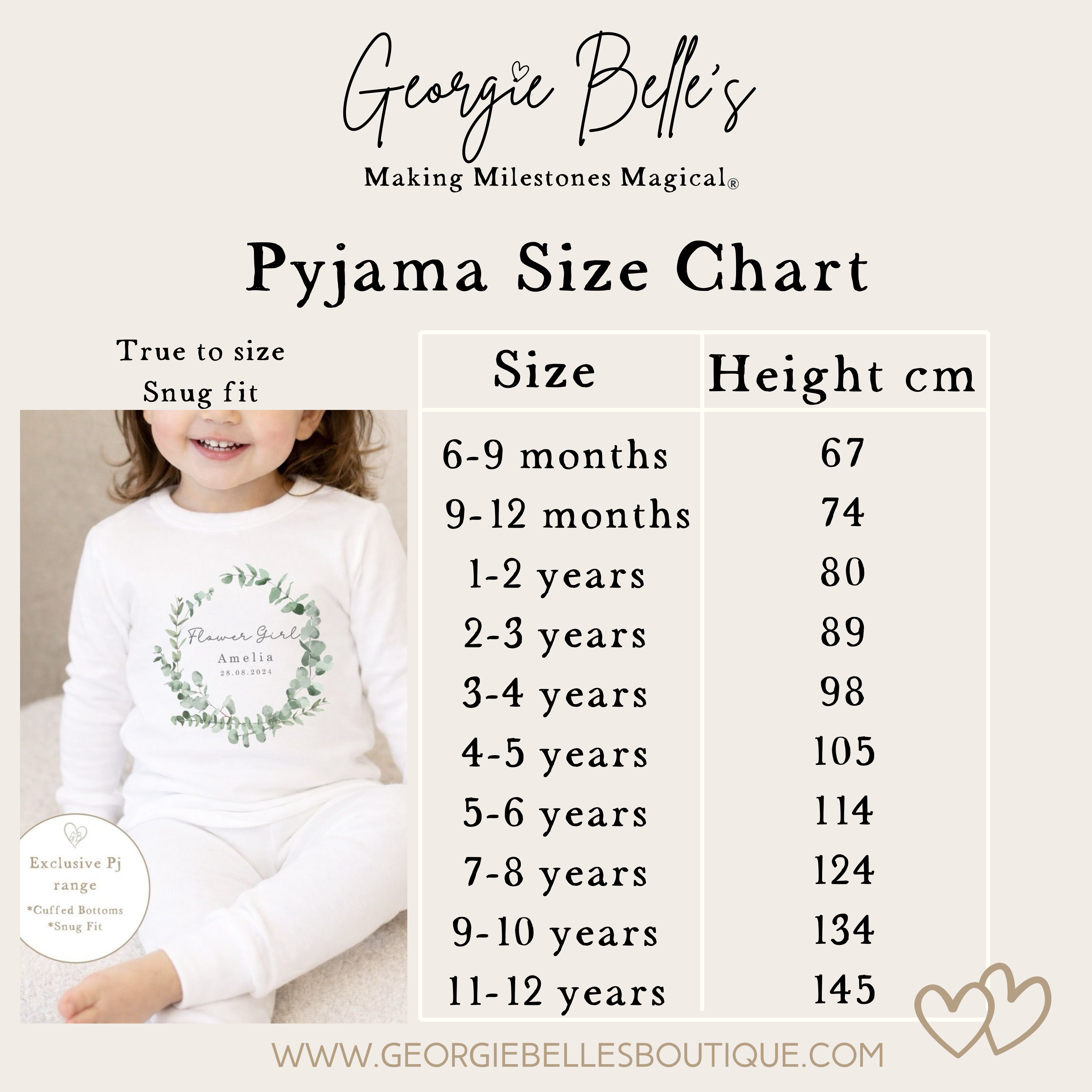 Personalised Flower Girl Pyjamas - Linen Initial Design