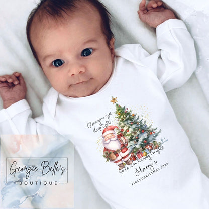 Personalised Christmas Vest / Babygrow - Sleep Tight Design