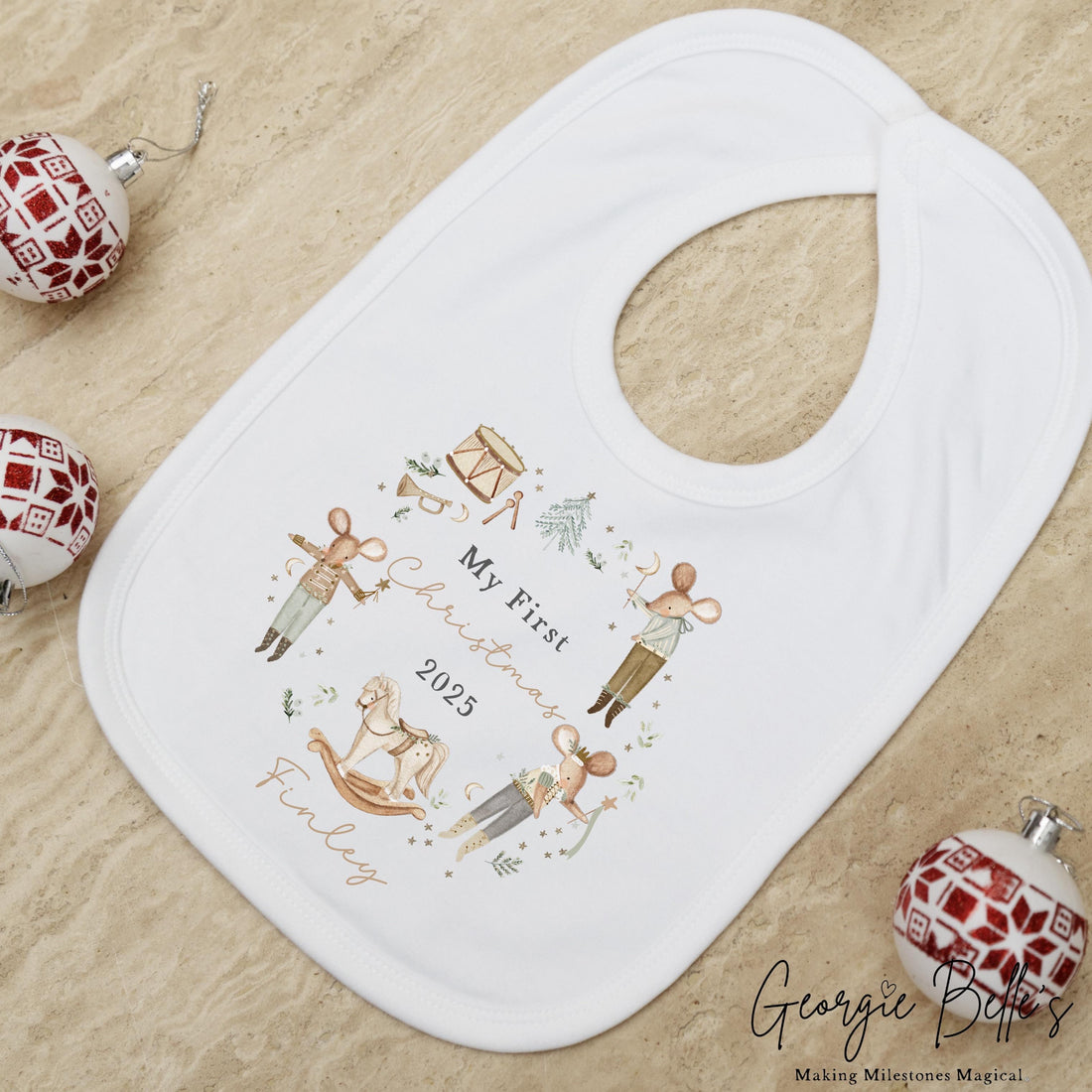 Personalised Christmas Sleepsuit / Bodysuit - First Christmas Bakery Wreath Design