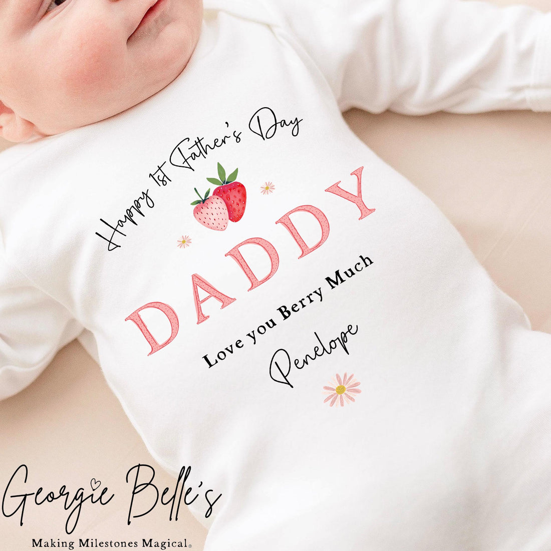Personalised Father’s Day Baby Vest / Babygrow - Strawberry Design