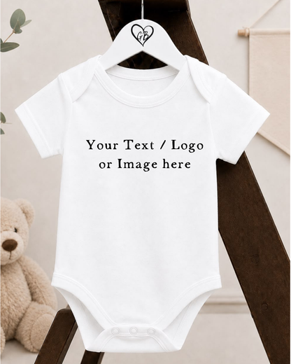 Custom Short Sleeve Baby Vest | Personalised Text, Logo or Image Printing