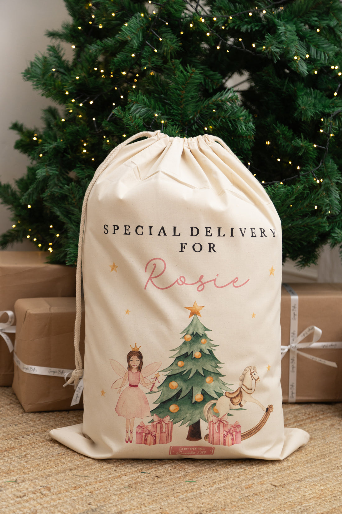 Personalised Luxury Premium Cotton Christmas Sack - Pink Nutcracker Design