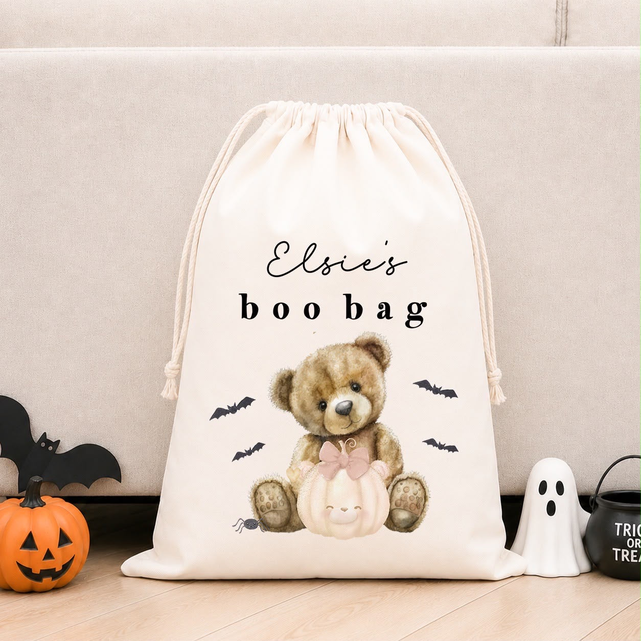 Personalised Halloween Boo Bag &amp; Treat Sack | Bear Boo Design
