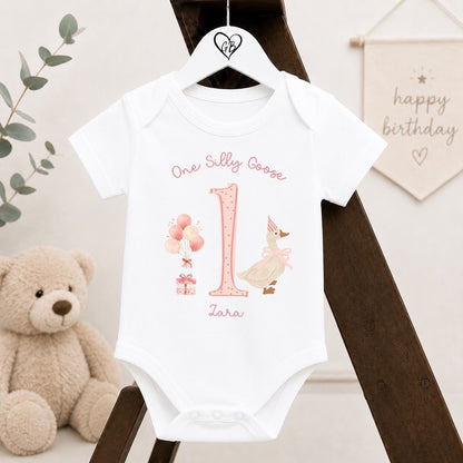 Personalised First Birthday Baby Vest | 1st Birthday Outfit - One Silly Goose Design