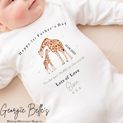 Personalised Father’s Day Baby Vest / Babygrow - Giraffe Design