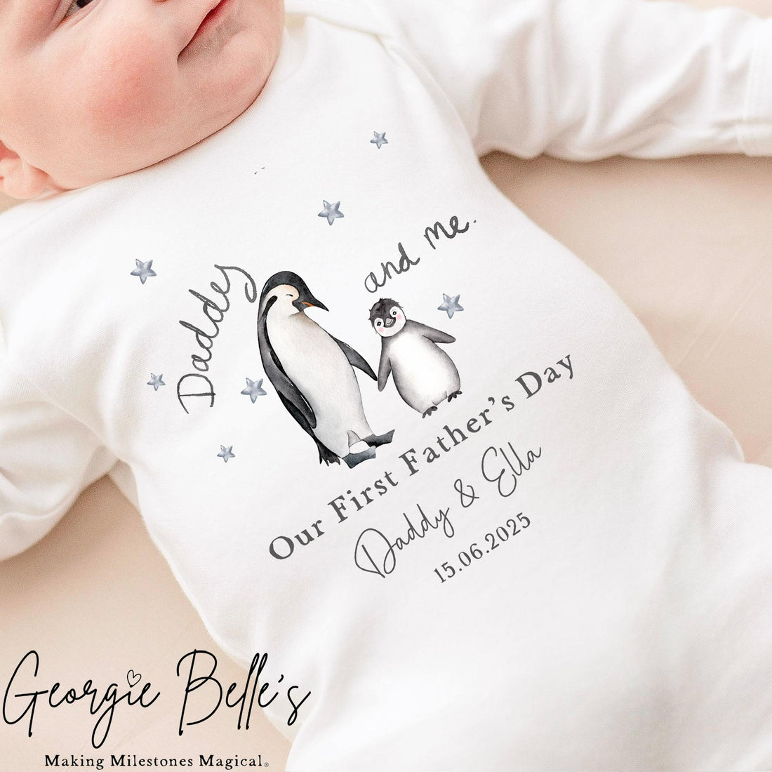 Personalised Father’s Day Baby Vest / Babygrow - Penguin Design
