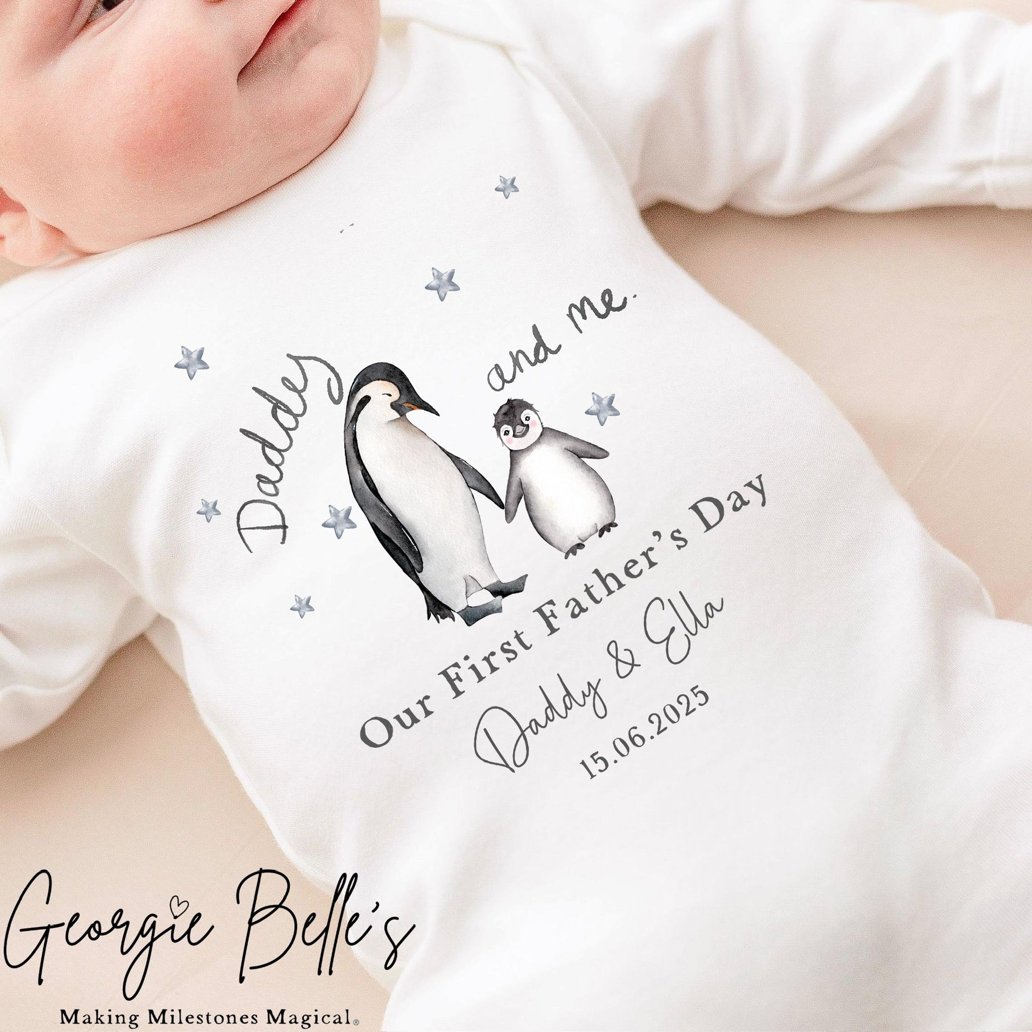 Personalised Father’s Day Baby Vest / Babygrow - Penguin Design